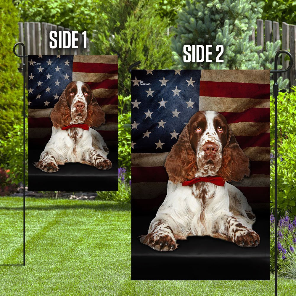 Dog Garden Flags, English Springer Spaniel Dog American Flag, Dog Flags For House, Dog Owner Gift