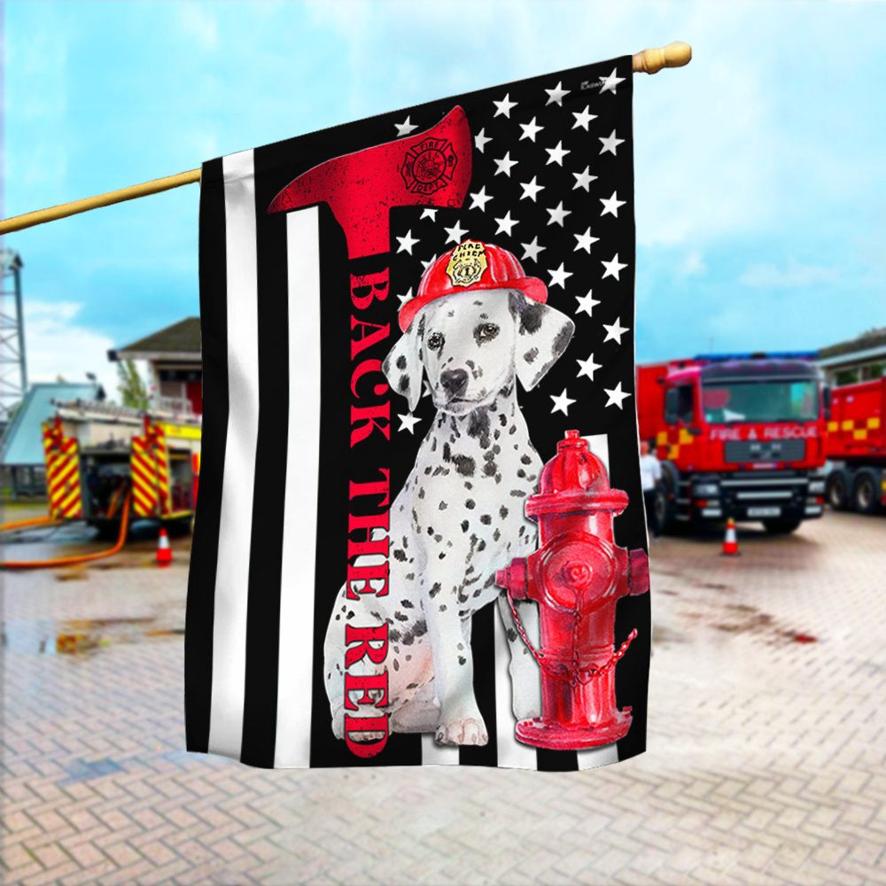 Dog Garden Flags, Firefighter Dalmatian Fire Dog Flag Back The Red, Dog Flags For House, Dog Owner Gift