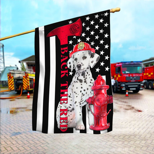 Dog Garden Flags, Firefighter Dalmatian Fire Dog Flag Back The Red, Dog Flags For House, Dog Owner Gift
