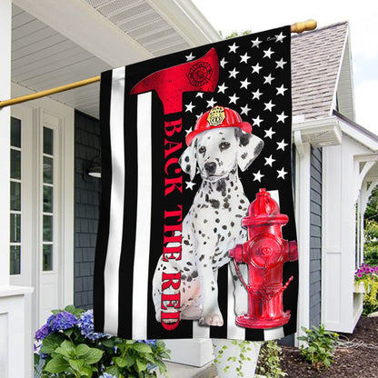 Dog Garden Flags, Firefighter Dalmatian Fire Dog Flag Back The Red, Dog Flags For House, Dog Owner Gift