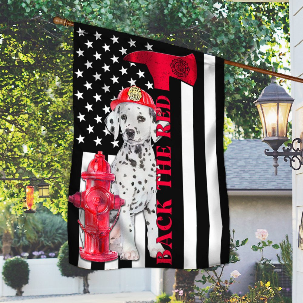 Dog Garden Flags, Firefighter Dalmatian Fire Dog Flag Back The Red, Dog Flags For House, Dog Owner Gift