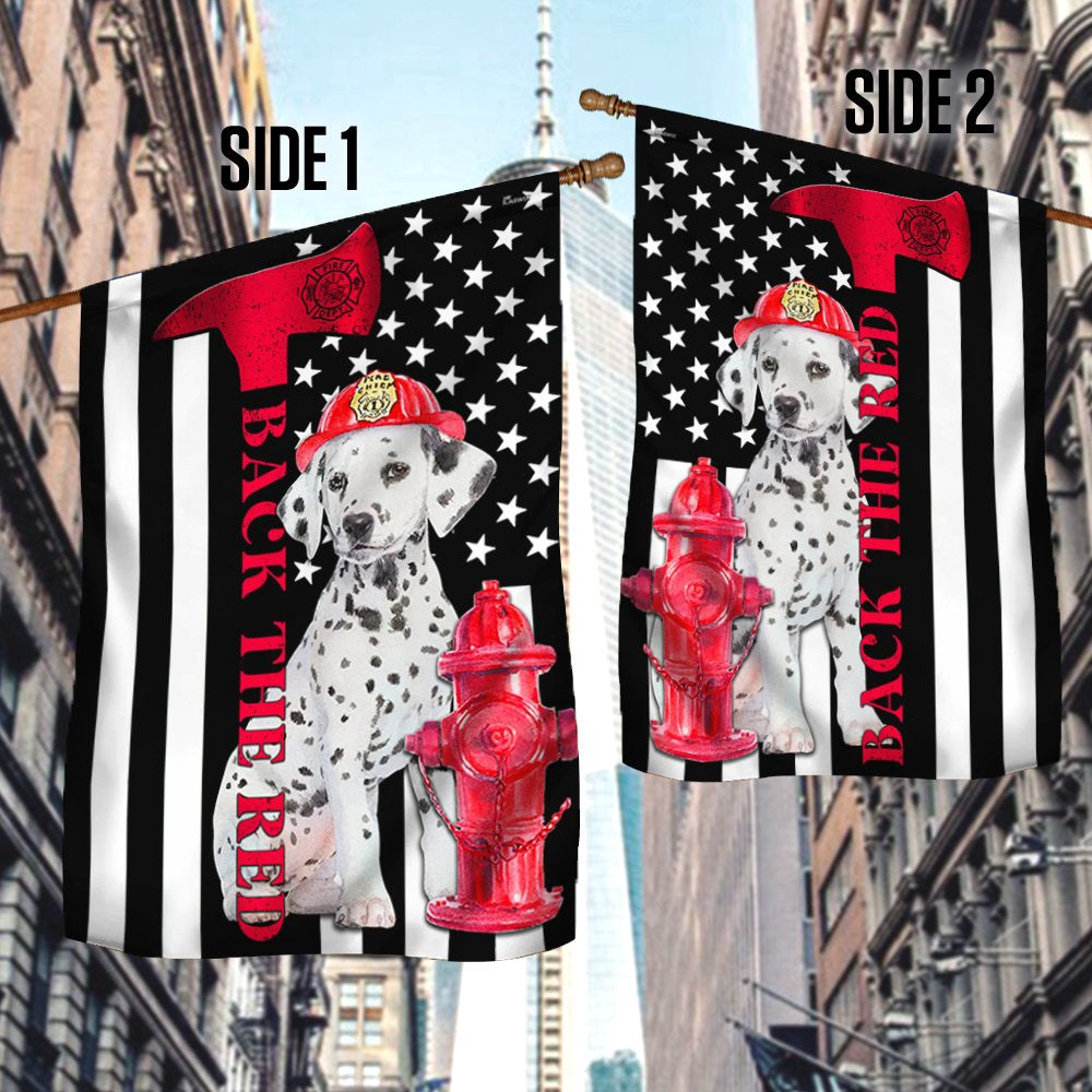 Dog Garden Flags, Firefighter Dalmatian Fire Dog Flag Back The Red, Dog Flags For House, Dog Owner Gift