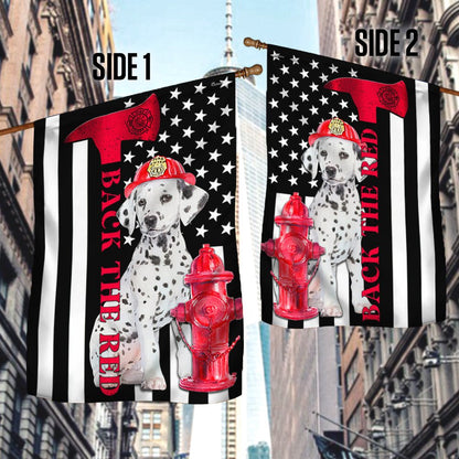 Dog Garden Flags, Firefighter Dalmatian Fire Dog Flag Back The Red, Dog Flags For House, Dog Owner Gift