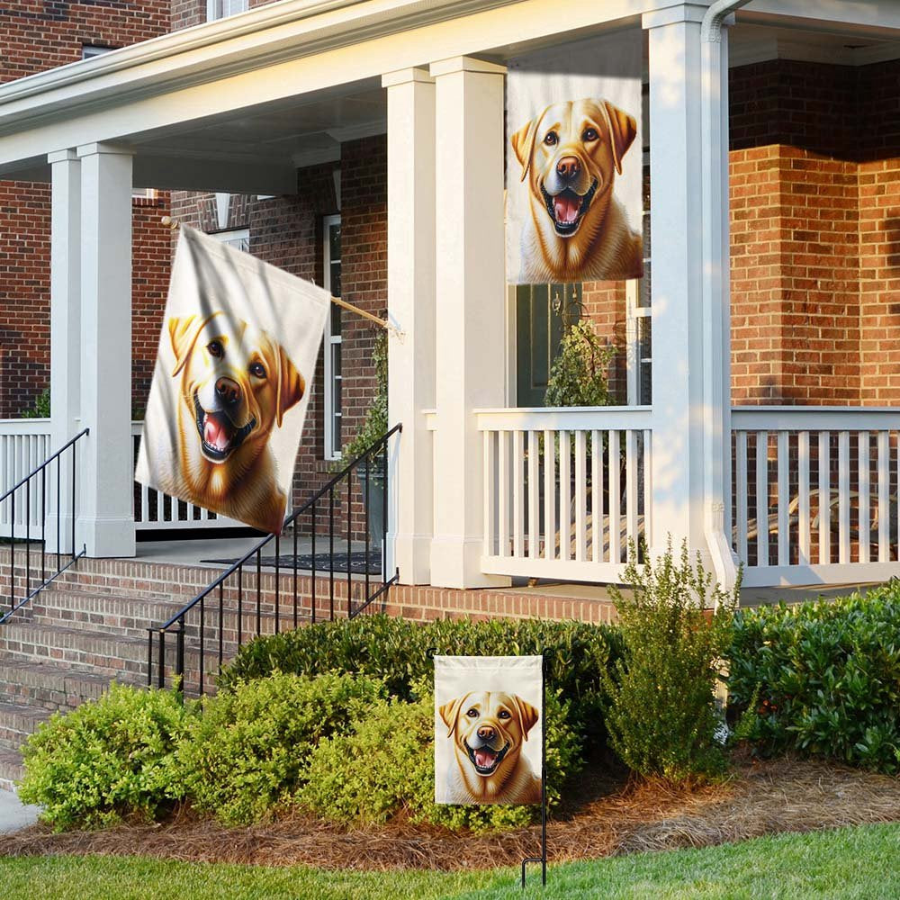 Dog Garden Flags,  Funny Yellow Labrador Dog Flag, Dog Flags For House, Dog Owner Gift