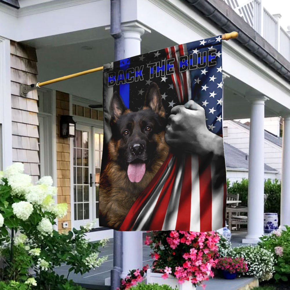 Dog Garden Flags, German Shepherd - Back The Blue Flag, Dog Flags For House, Dog Owner Gift