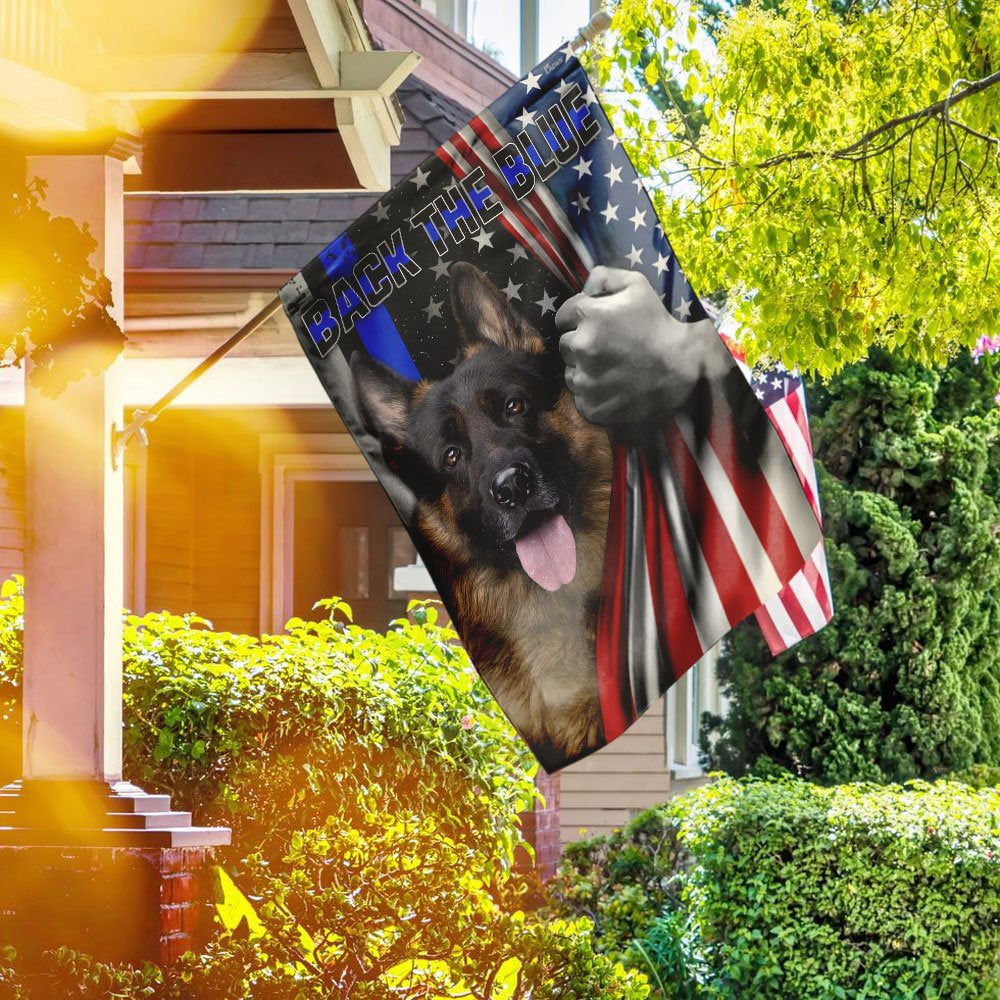 Dog Garden Flags, German Shepherd - Back The Blue Flag, Dog Flags For House, Dog Owner Gift
