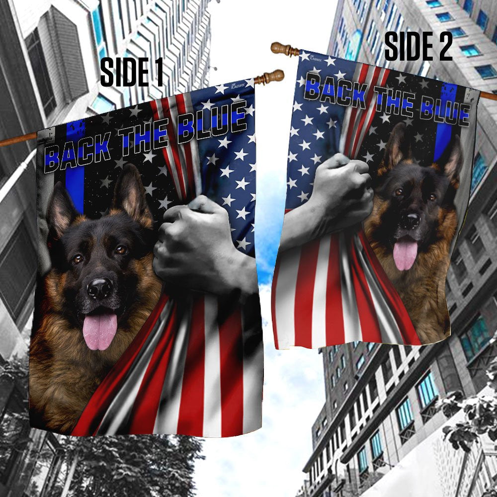 Dog Garden Flags, German Shepherd - Back The Blue Flag, Dog Flags For House, Dog Owner Gift