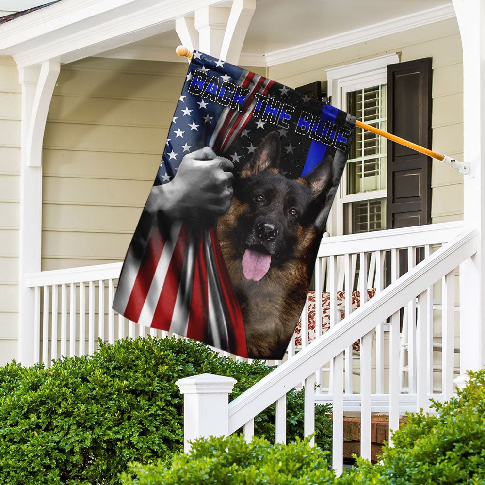 Dog Garden Flags, German Shepherd - Back The Blue Flag, Dog Flags For House, Dog Owner Gift