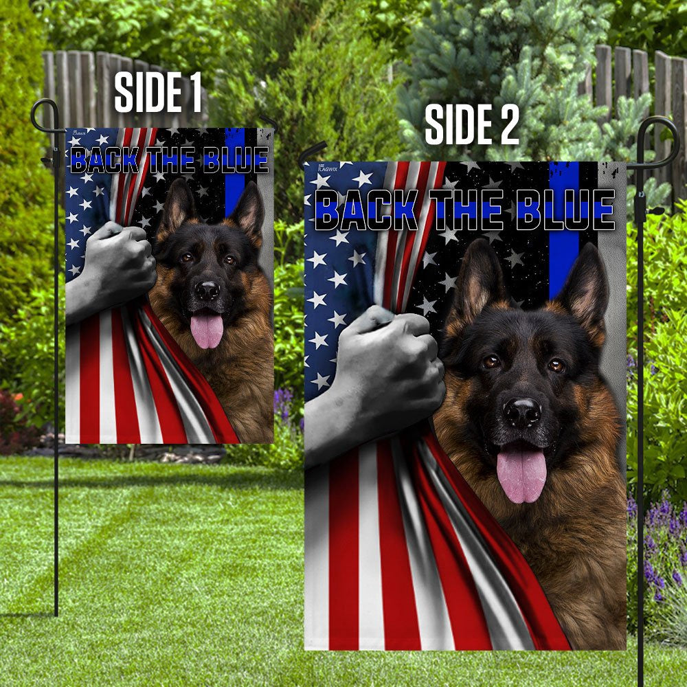 Dog Garden Flags, German Shepherd - Back The Blue Flag, Dog Flags For House, Dog Owner Gift