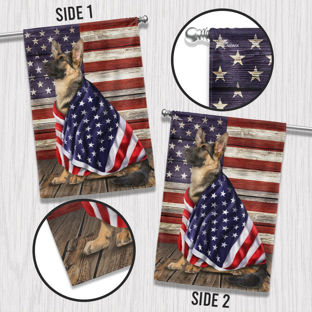 Dog Garden Flags, German Shepherd 1 American Flag, Dog Flags For House, Dog Owner Gift