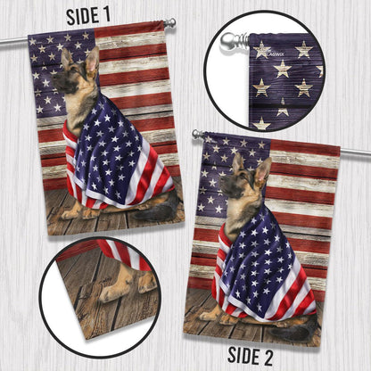 Dog Garden Flags, German Shepherd 1 American Flag, Dog Flags For House, Dog Owner Gift