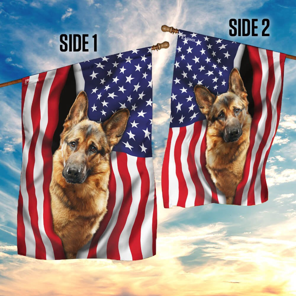 Dog Garden Flags, German Shepherd American Flag, Dog Flags For House, Dog Owner Gift