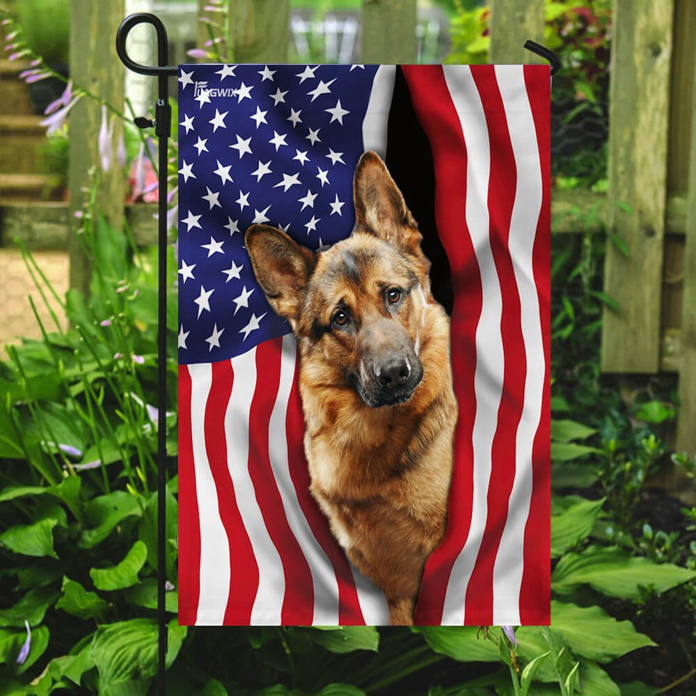 Dog Garden Flags, German Shepherd American Flag, Dog Flags For House, Dog Owner Gift