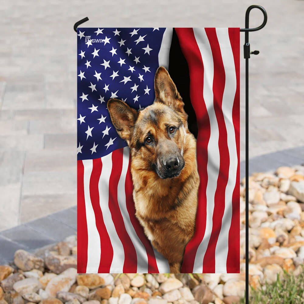 Dog Garden Flags, German Shepherd American Flag, Dog Flags For House, Dog Owner Gift