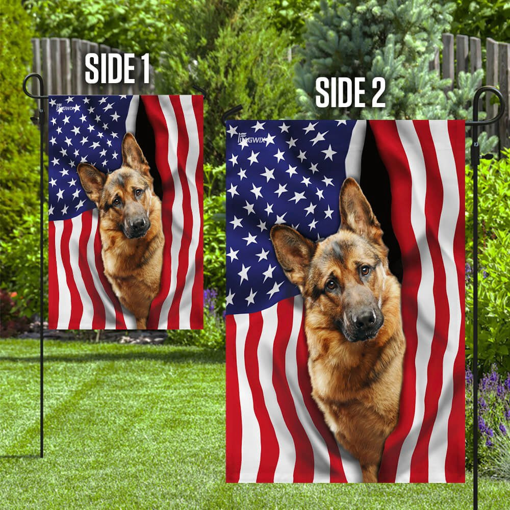 Dog Garden Flags, German Shepherd American Flag, Dog Flags For House, Dog Owner Gift