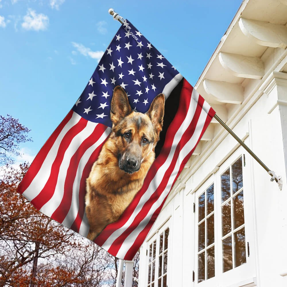 Dog Garden Flags, German Shepherd American Flag, Dog Flags For House, Dog Owner Gift