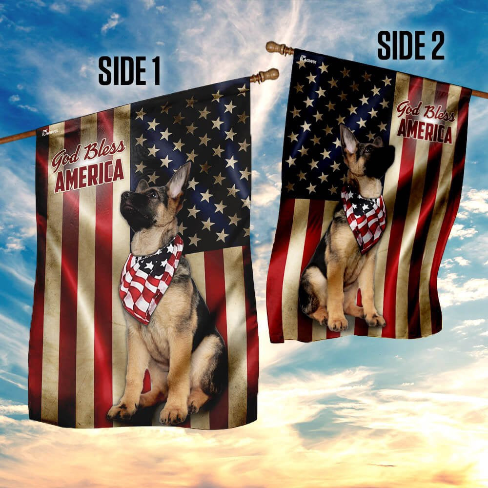 Dog Garden Flags, German Shepherd American US Flag, Dog Flags For House, Dog Owner Gift