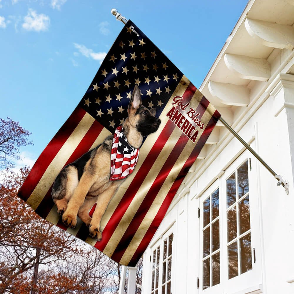Dog Garden Flags, German Shepherd American US Flag, Dog Flags For House, Dog Owner Gift