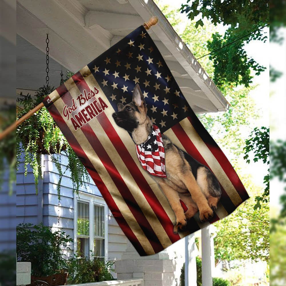 Dog Garden Flags, German Shepherd American US Flag, Dog Flags For House, Dog Owner Gift