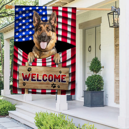 Dog Garden Flags, German Shepherd Dog Welcome American Flag, Dog Flags For House, Dog Owner Gift