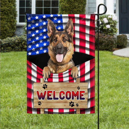 Dog Garden Flags, German Shepherd Dog Welcome American Flag, Dog Flags For House, Dog Owner Gift