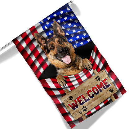 Dog Garden Flags, German Shepherd Dog Welcome American Flag, Dog Flags For House, Dog Owner Gift