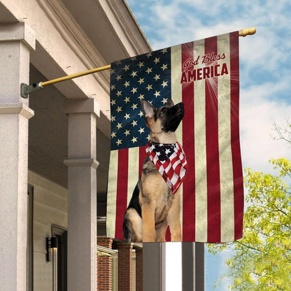 Dog Garden Flags, German Shepherd God Bless House Flag, Dog Flags For House, Dog Owner Gift