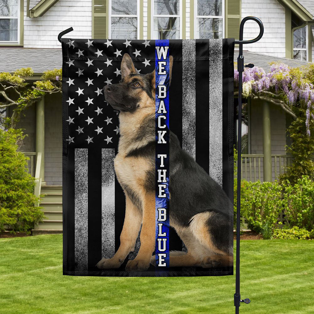 Dog Garden Flags, German Shepherd K-9 We Back the Blue Thin Blue Line Flag, Dog Flags For House, Dog Owner Gift
