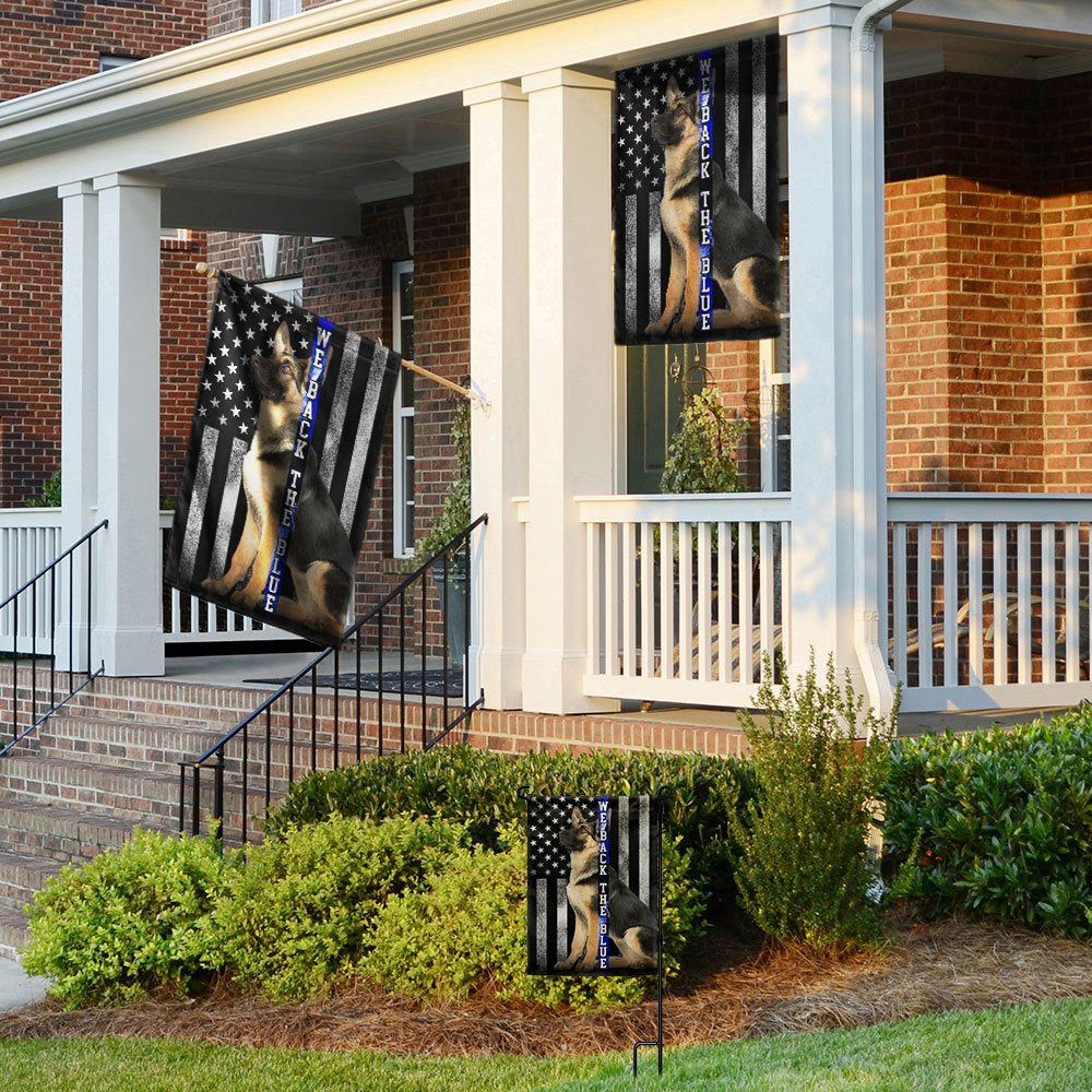 Dog Garden Flags, German Shepherd K-9 We Back the Blue Thin Blue Line Flag, Dog Flags For House, Dog Owner Gift