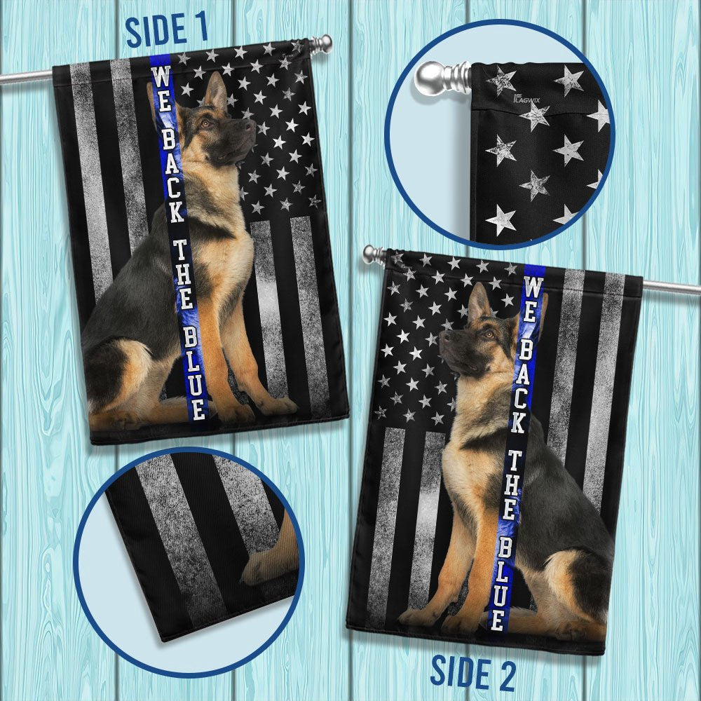 Dog Garden Flags, German Shepherd K-9 We Back the Blue Thin Blue Line Flag, Dog Flags For House, Dog Owner Gift