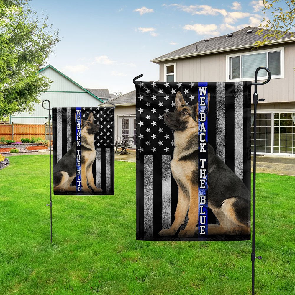 Dog Garden Flags, German Shepherd K-9 We Back the Blue Thin Blue Line Flag, Dog Flags For House, Dog Owner Gift