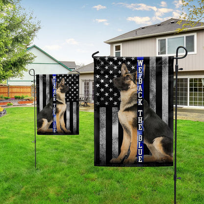 Dog Garden Flags, German Shepherd K-9 We Back the Blue Thin Blue Line Flag, Dog Flags For House, Dog Owner Gift