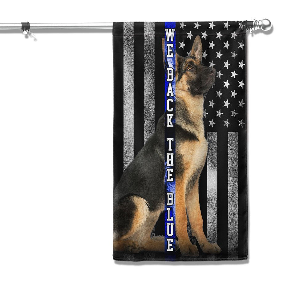 Dog Garden Flags, German Shepherd K-9 We Back the Blue Thin Blue Line Flag, Dog Flags For House, Dog Owner Gift