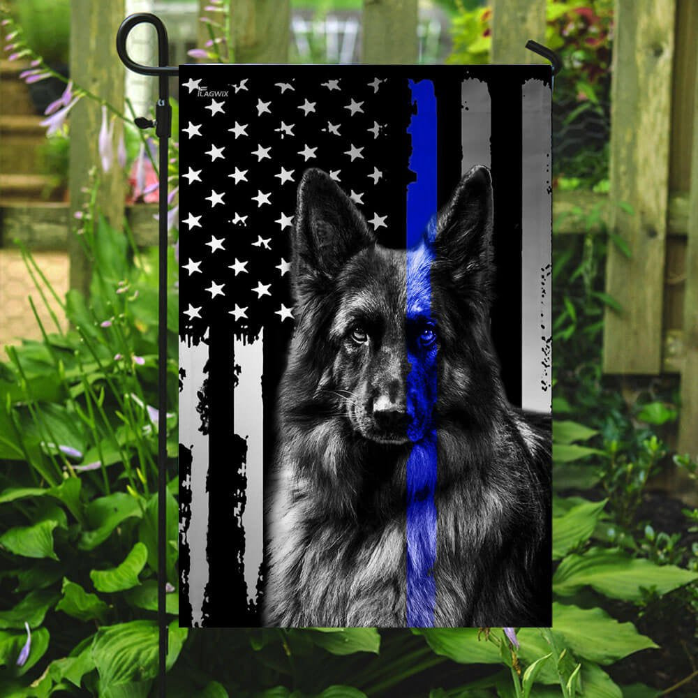 Dog Garden Flags, German Shepherd Police Dog Thin Blue Line K-9 Flag, Dog Flags For House, Dog Owner Gift