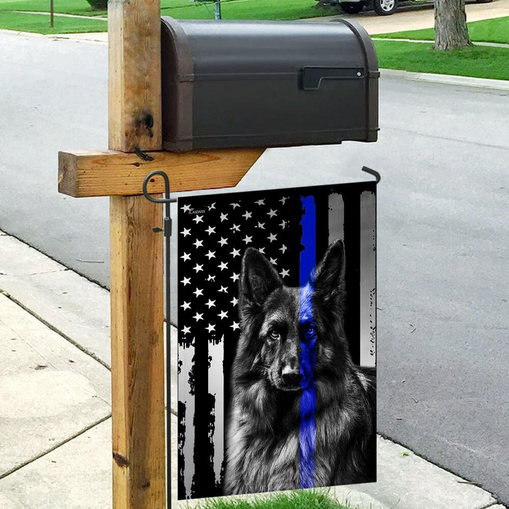 Dog Garden Flags, German Shepherd Police Dog Thin Blue Line K-9 Flag, Dog Flags For House, Dog Owner Gift