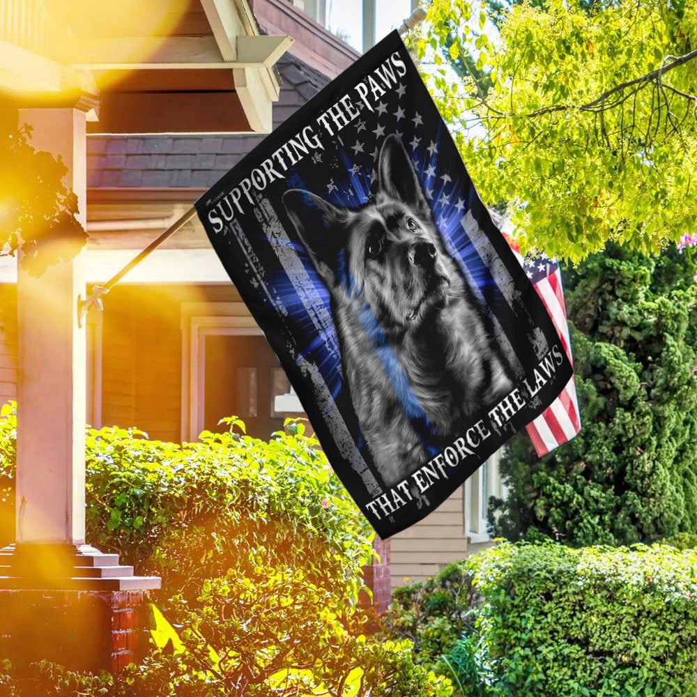 Dog Garden Flags, German Shepherd Supporting the Paws That Enforce the Laws Flag, Dog Flags For House, Dog Owner Gift