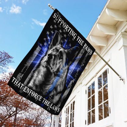 Dog Garden Flags, German Shepherd Supporting the Paws That Enforce the Laws Flag, Dog Flags For House, Dog Owner Gift