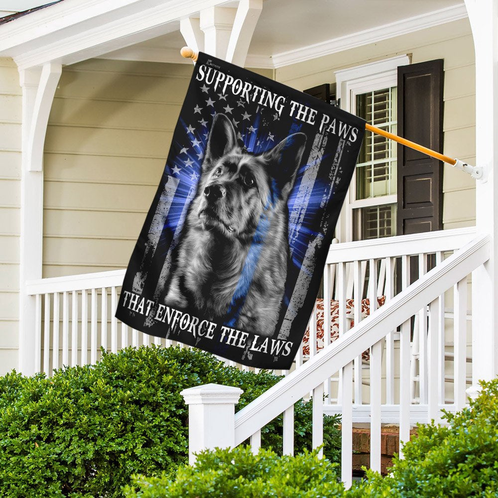 Dog Garden Flags, German Shepherd Supporting the Paws That Enforce the Laws Flag, Dog Flags For House, Dog Owner Gift