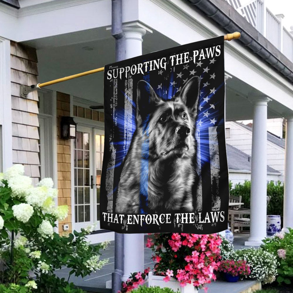 Dog Garden Flags, German Shepherd Supporting the Paws That Enforce the Laws Flag, Dog Flags For House, Dog Owner Gift