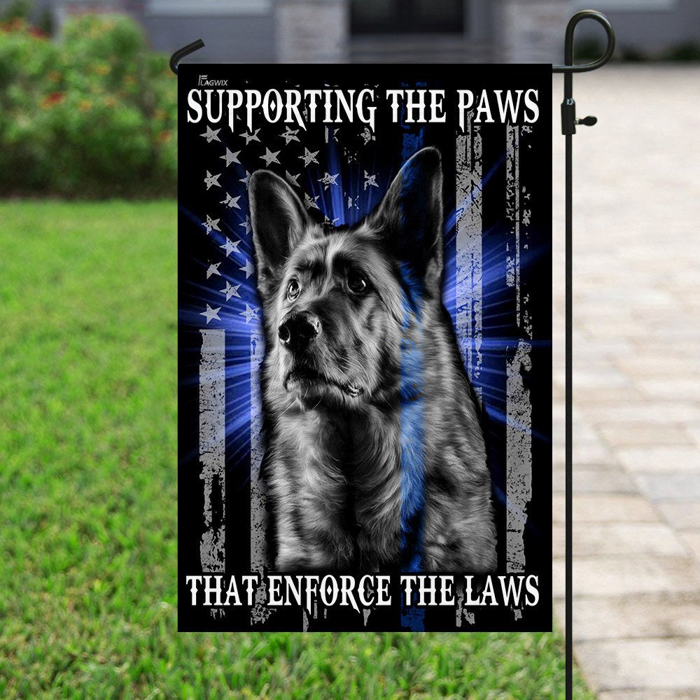 Dog Garden Flags, German Shepherd Supporting the Paws That Enforce the Laws Flag, Dog Flags For House, Dog Owner Gift