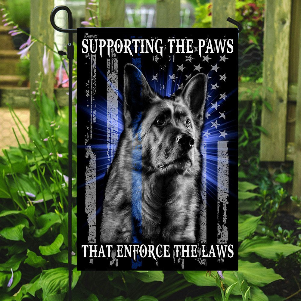 Dog Garden Flags, German Shepherd Supporting the Paws That Enforce the Laws Flag, Dog Flags For House, Dog Owner Gift