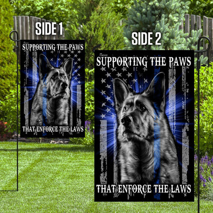 Dog Garden Flags, German Shepherd Supporting the Paws That Enforce the Laws Flag, Dog Flags For House, Dog Owner Gift