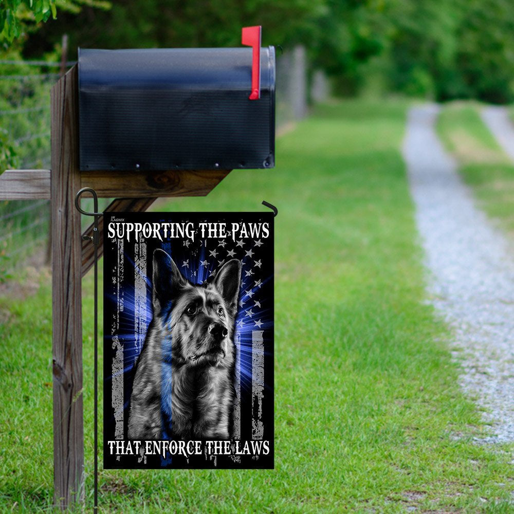 Dog Garden Flags, German Shepherd Supporting the Paws That Enforce the Laws Flag, Dog Flags For House, Dog Owner Gift