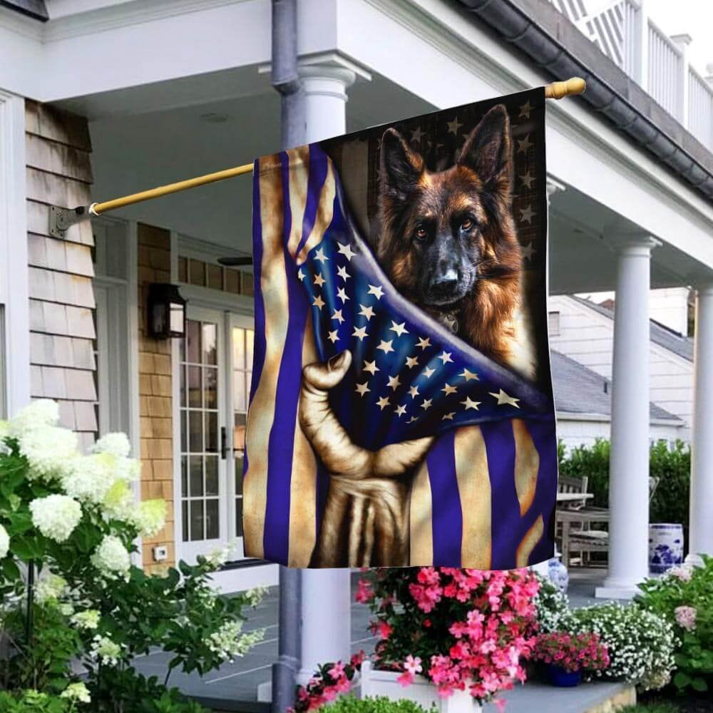 Dog Garden Flags, German Shepherd The Thin Blue Line American Flag, Dog Flags For House, Dog Owner Gift