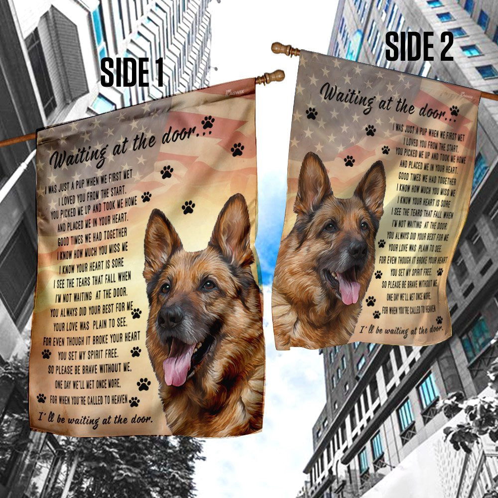 Dog Garden Flags, German Shepherd Waiting At The Door Flag, Dog Flags For House, Dog Owner Gift