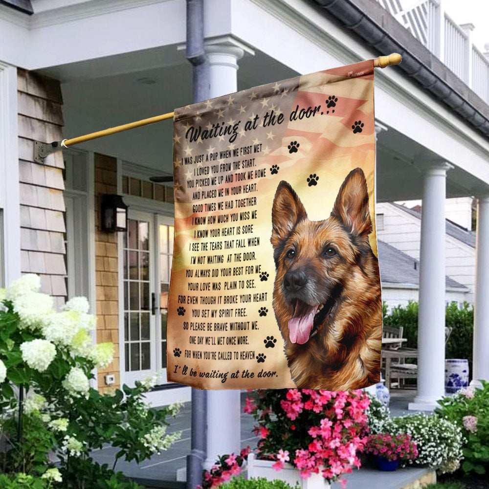 Dog Garden Flags, German Shepherd Waiting At The Door Flag, Dog Flags For House, Dog Owner Gift