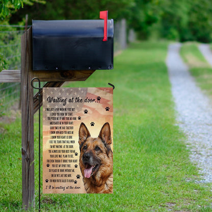 Dog Garden Flags, German Shepherd Waiting At The Door Flag, Dog Flags For House, Dog Owner Gift