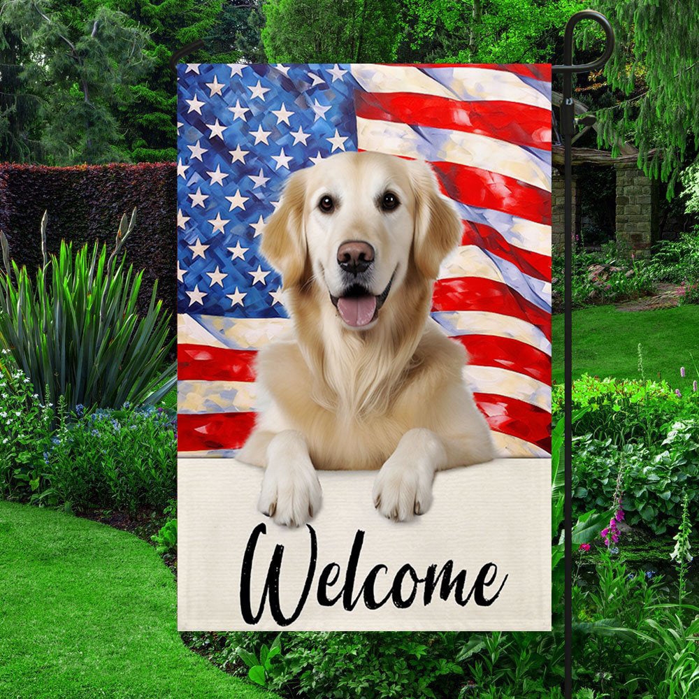 Dog Garden Flags, Golden Retriever Dog Welcome American Flag, Dog Flags For House, Dog Owner Gift