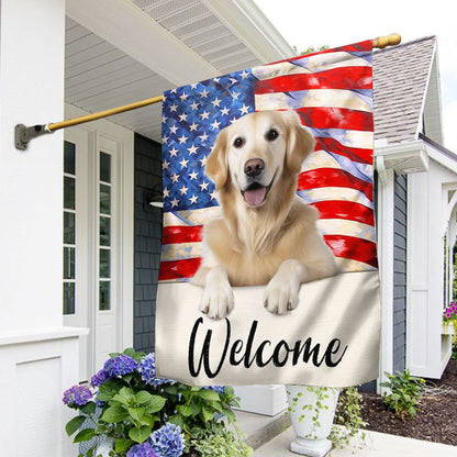 Dog Garden Flags, Golden Retriever Dog Welcome American Flag, Dog Flags For House, Dog Owner Gift