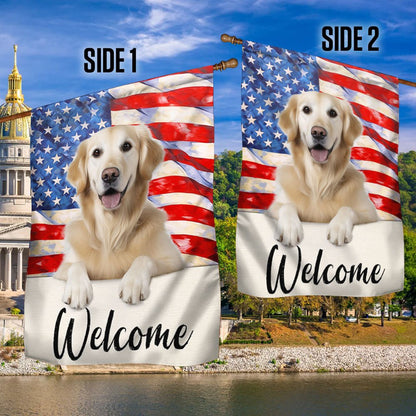 Dog Garden Flags, Golden Retriever Dog Welcome American Flag, Dog Flags For House, Dog Owner Gift